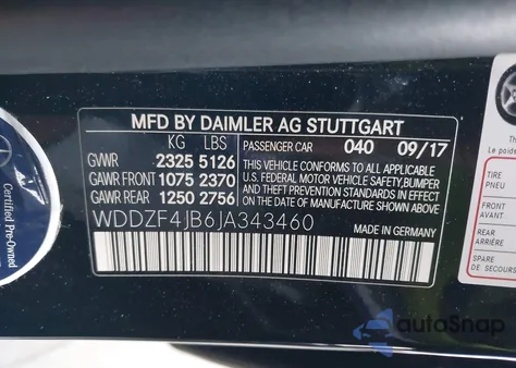 2018 Mercedes-Benz E 300 z USA, uszkodzony, nr VIN WDDZF4JB6JA343460